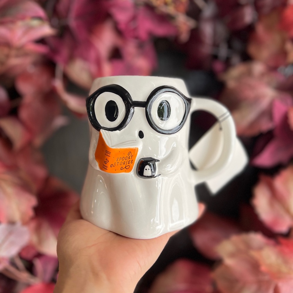 ✨NEW👻Sunday Morning Ghost with Book and Coffee Mug☕️